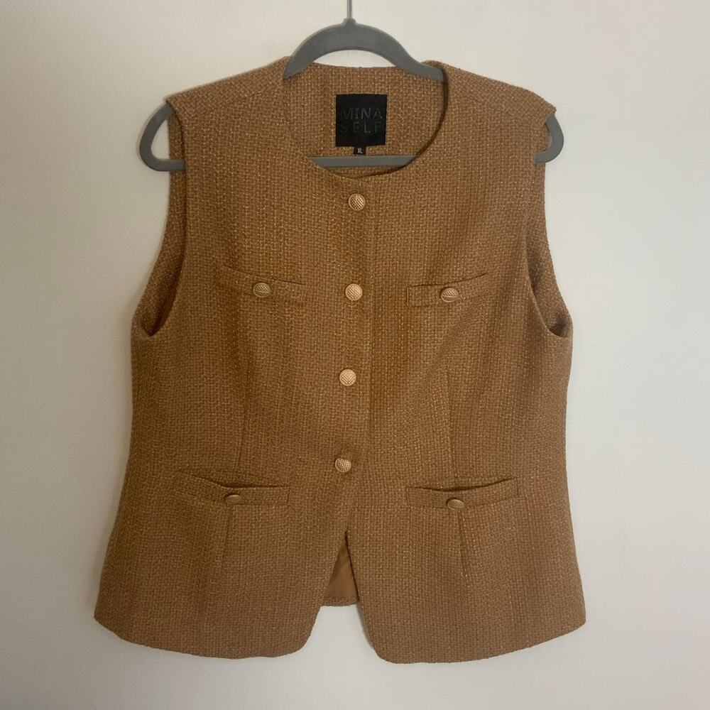 Mina Self Button Up tan Vest Women's size XL